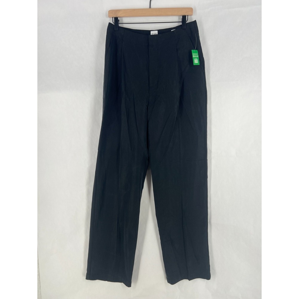 Gap SoftSuit Pants Womens 8 Black High Rise Pleated Detail Wide Leg Contemporary